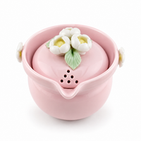 Sakura Pink Porcelain Travel Tea Set – Portable One-Pot Tea Set with 2 Cups & Carrying Case