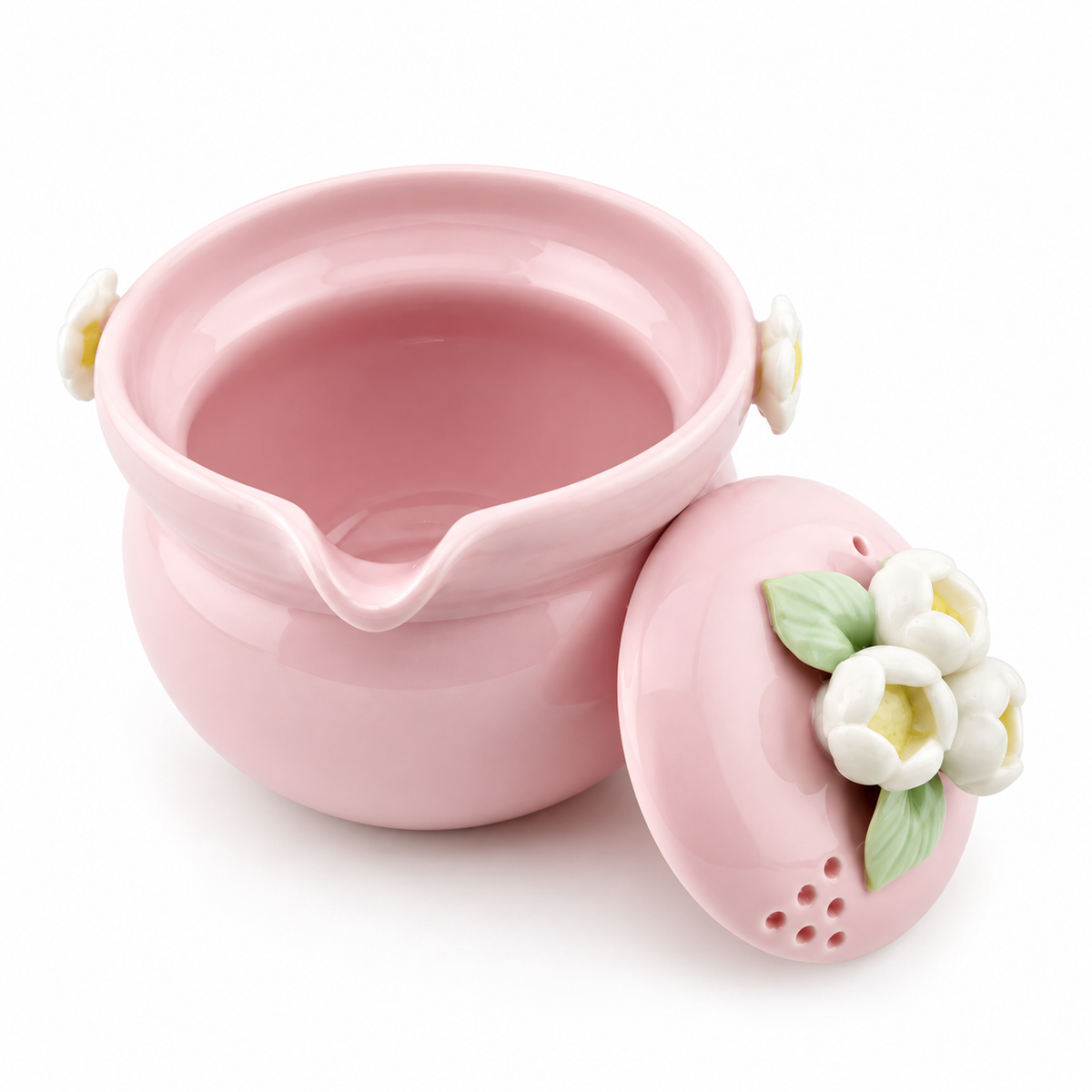 Sakura Pink Porcelain Travel Tea Set – Portable One-Pot Tea Set with 2 Cups & Carrying Case
