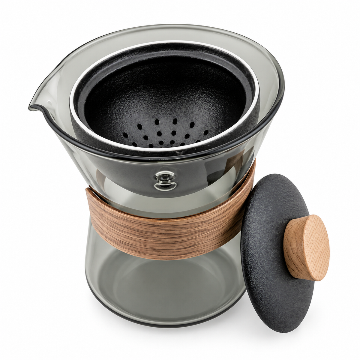 Rotating Glass & Porcelain Travel Tea Maker Set – 210 ml