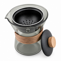 Rotating Glass & Porcelain Travel Tea Maker Set – 210 ml