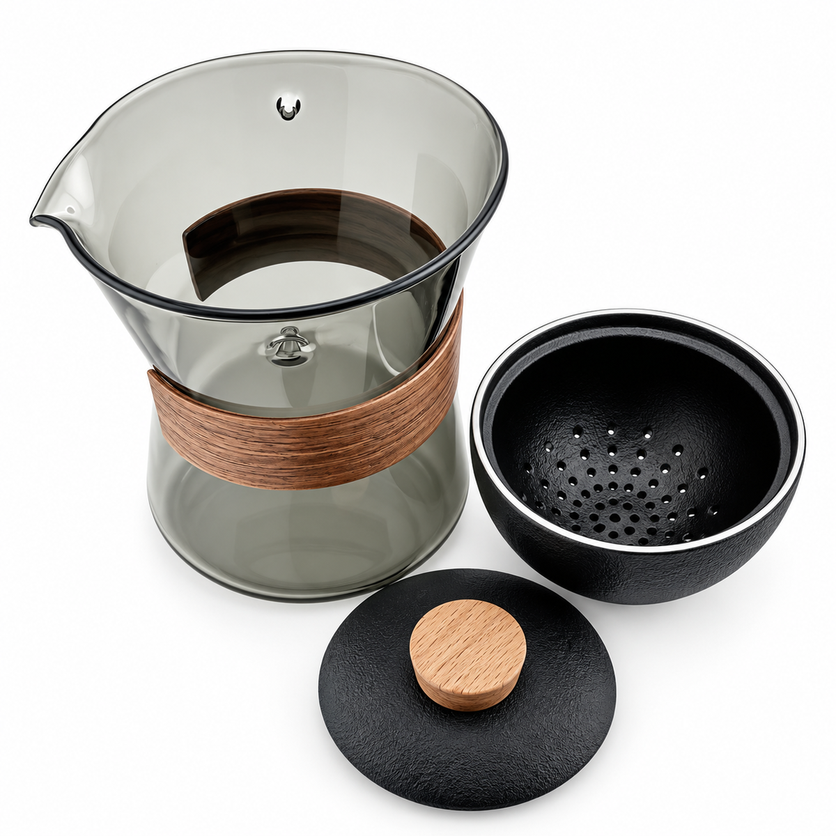 Rotating Glass & Porcelain Travel Tea Maker Set – 210 ml