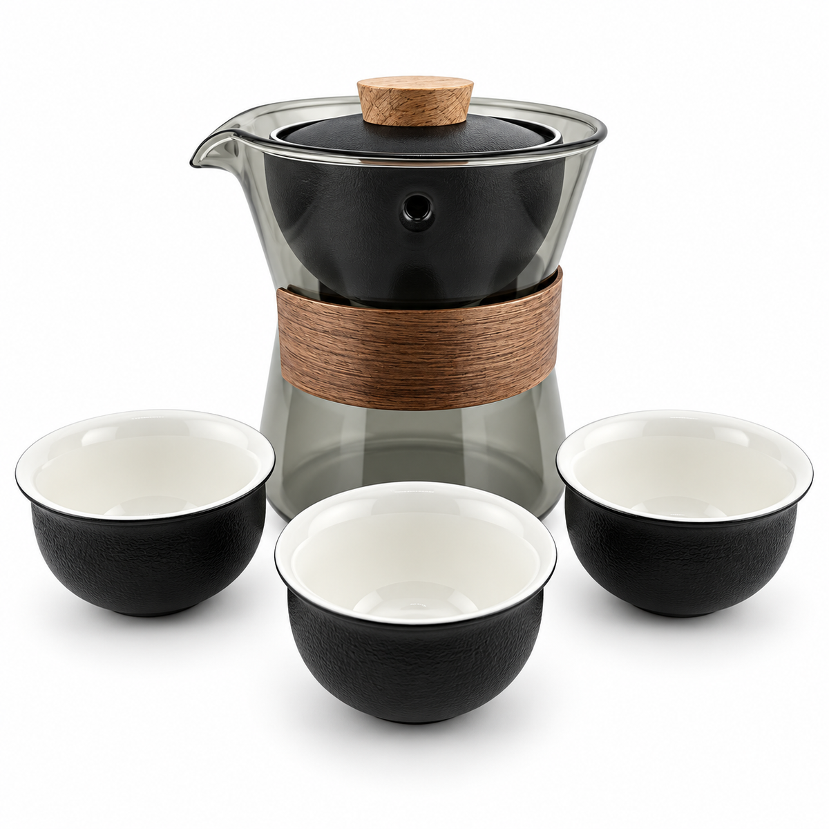 Rotating Glass & Porcelain Travel Tea Maker Set – 210 ml