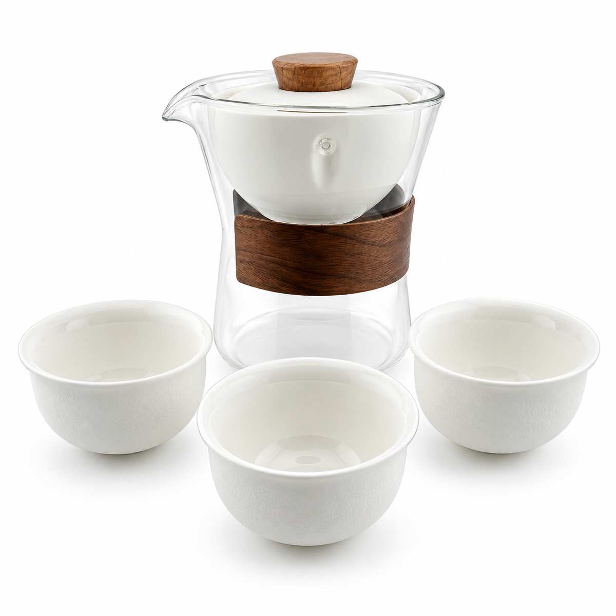 Rotating Glass & Porcelain Travel Tea Maker Set – 210 ml