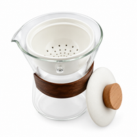 Rotating Glass & Porcelain Travel Tea Maker Set – 210 ml
