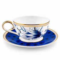 European Blue Orchid Porcelain Tea for One Set with Gold Rim – 600 ml