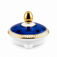 European Blue Orchid Porcelain Tea for One Set with Gold Rim – 600 ml