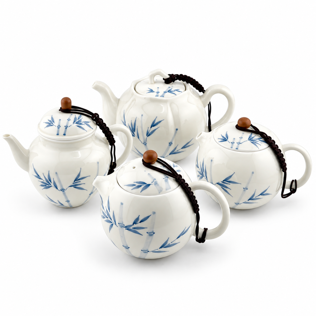 Grass Gray Hand-Painted Underglaze Porcelain Kung Fu Teapot Collection