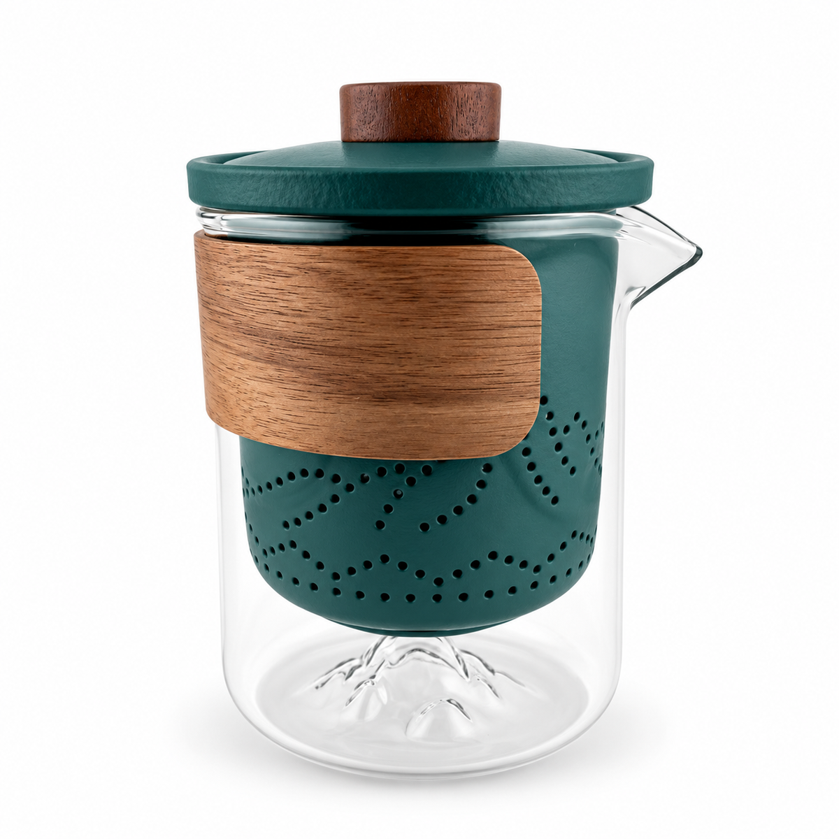 Portable Ceramic Travel Tea Set with Glass Teapot, Built-In Infuser & 3 Cups