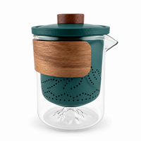 Portable Ceramic Travel Tea Set with Glass Teapot, Built-In Infuser & 3 Cups