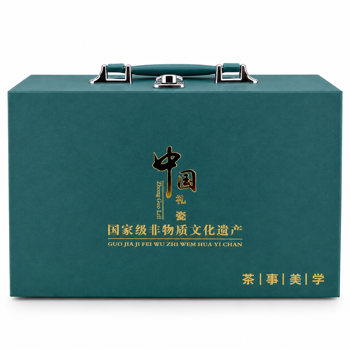 Imperial Elegance Ceramic Tea Set – Turquoise & Gold | 1 Teapot + 4 Cups