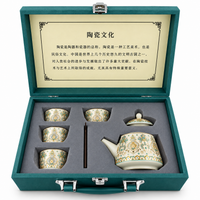 Imperial Elegance Ceramic Tea Set – Turquoise & Gold | 1 Teapot + 4 Cups
