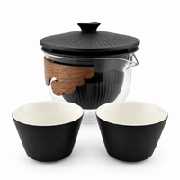 Imperial Palace Portable Travel Tea Set – Ceramic & Glass Kung Fu Tea Set with 2 Cups