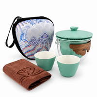 Imperial Palace Portable Travel Tea Set – Ceramic & Glass Kung Fu Tea Set with 2 Cups