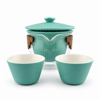 Imperial Palace Portable Travel Tea Set – Ceramic & Glass Kung Fu Tea Set with 2 Cups