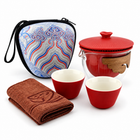 Imperial Palace Portable Travel Tea Set – Ceramic & Glass Kung Fu Tea Set with 2 Cups