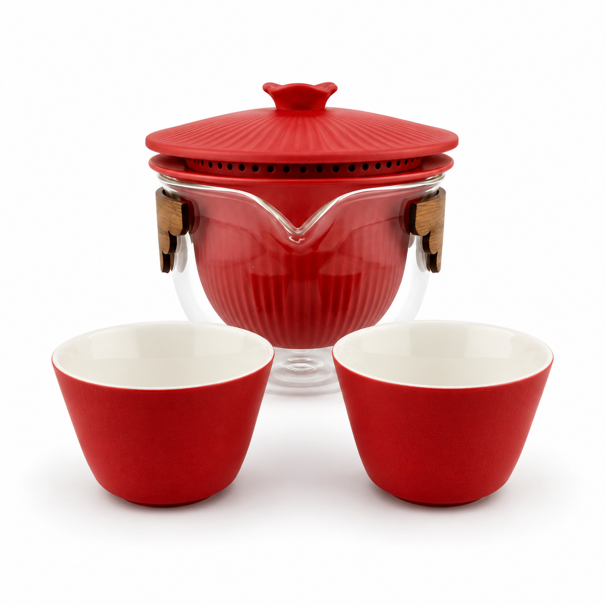 Imperial Palace Portable Travel Tea Set – Ceramic & Glass Kung Fu Tea Set with 2 Cups