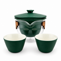 Imperial Palace Portable Travel Tea Set – Ceramic & Glass Kung Fu Tea Set with 2 Cups