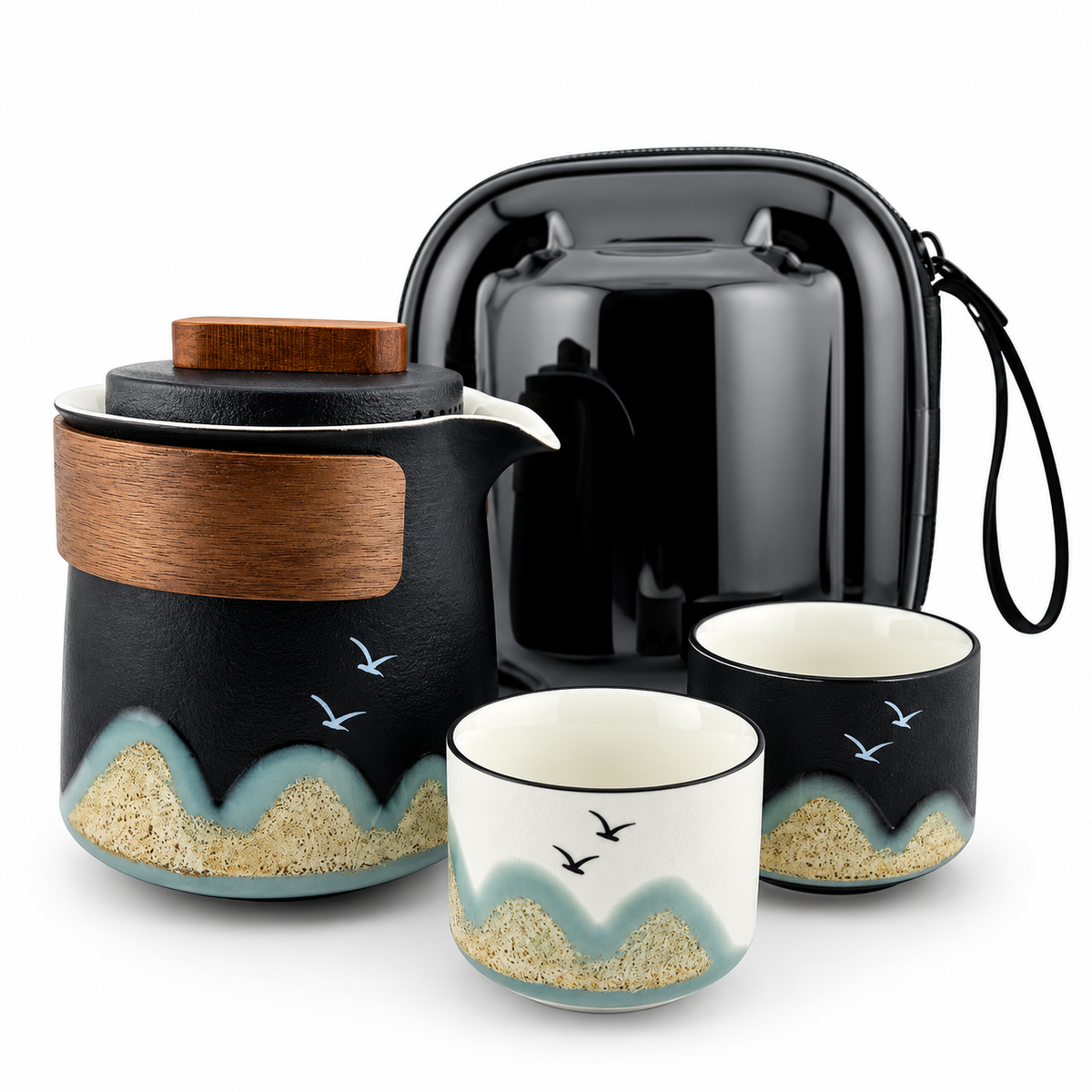 Yuanshan Portable Porcelain Travel Tea Set – One Pot & Three Cups