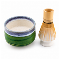 Iguchi Deep Sea Clay Matcha Bowl, Bamboo Matcha Whisk and Whisk Holder Set