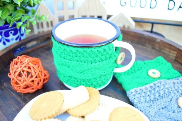 Handmade Crochet Pattern Mug Sleeve Cozy Knitted Tea Cup Cozy